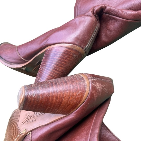 Vintage Zodiac Leather Boots Brown Heel 70s Country Cowboy - Picture 4 of 6